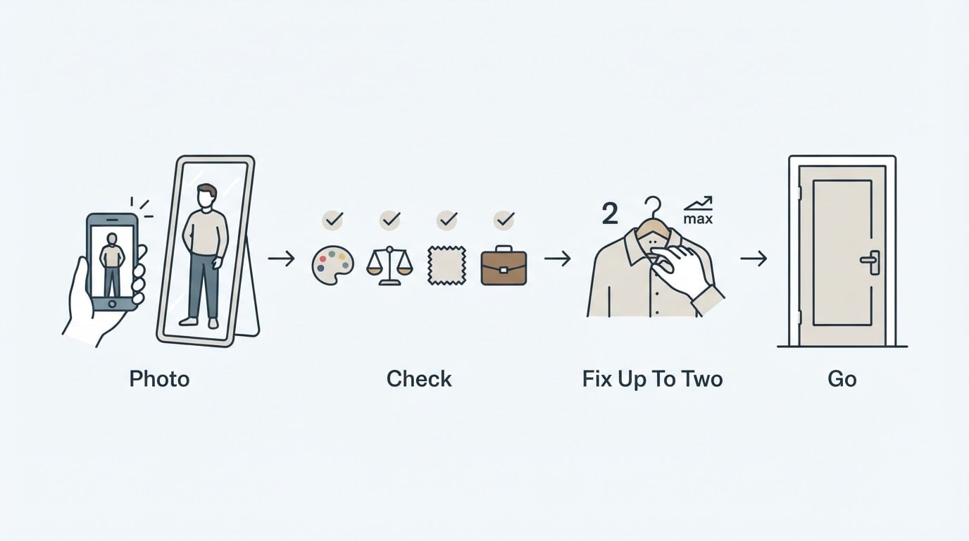 Workflow diagram for rate my outfit before work.
