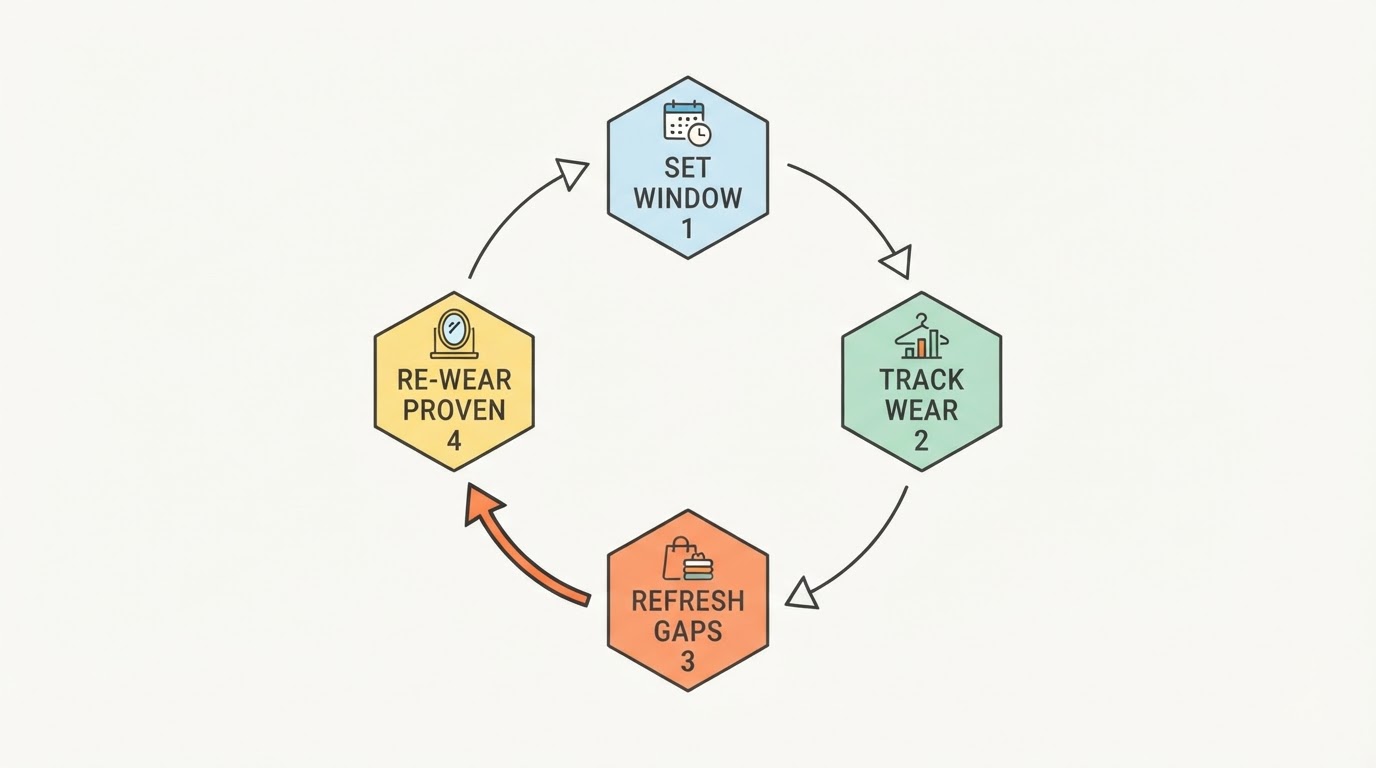 Workflow diagram for clothes rotation checklist for my wardrobe.