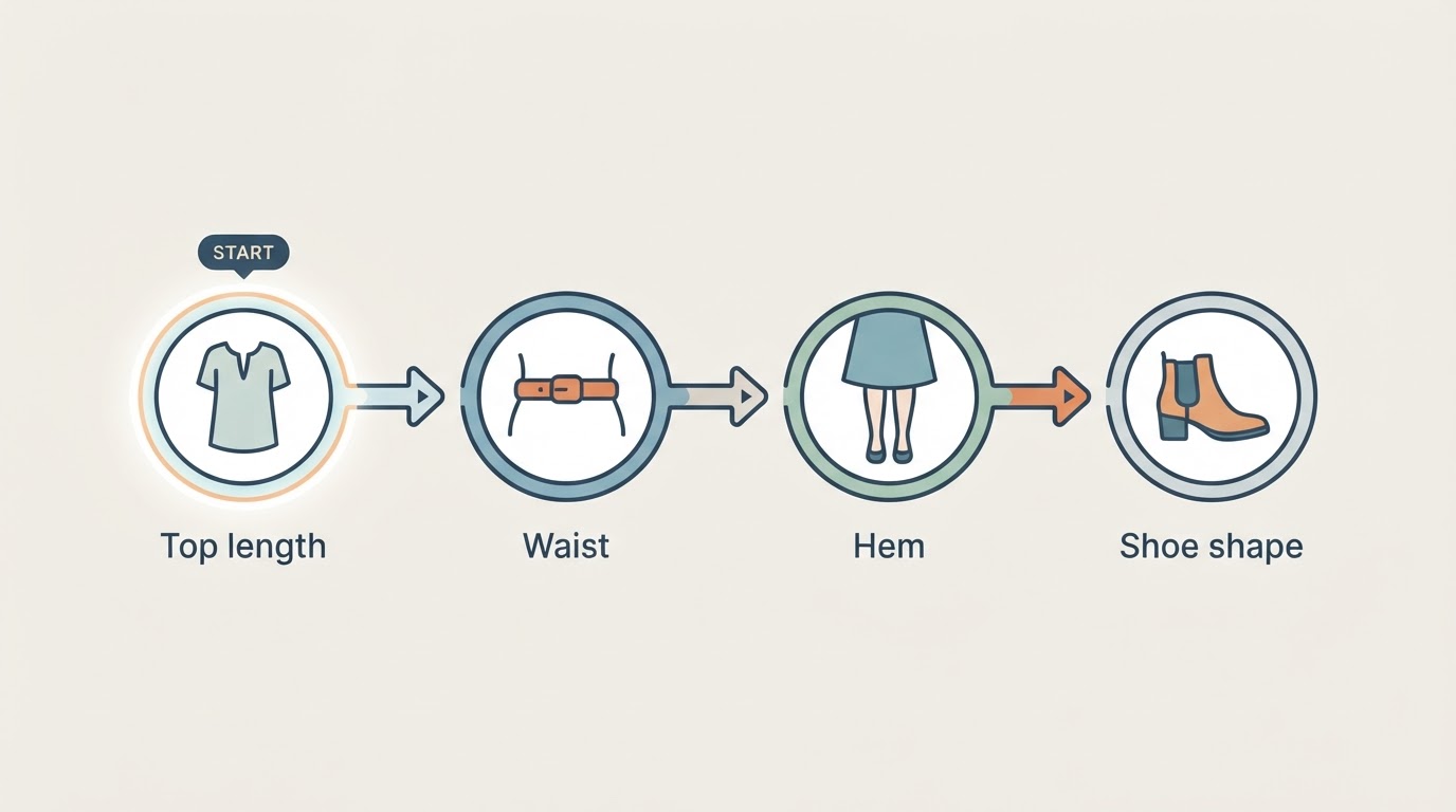 Workflow diagram for outfit proportion checker tool free.